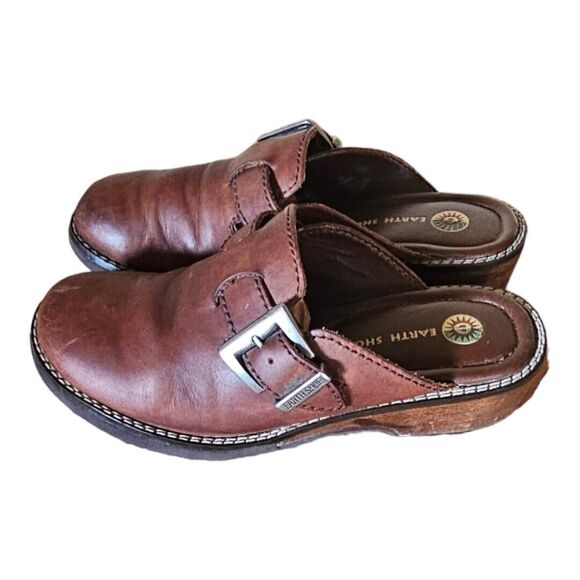 Earth Shoe Women's Size 7 Pine 2 Buckle Leather Slip On Comfort Mule Shoes - Picture 3 of 6